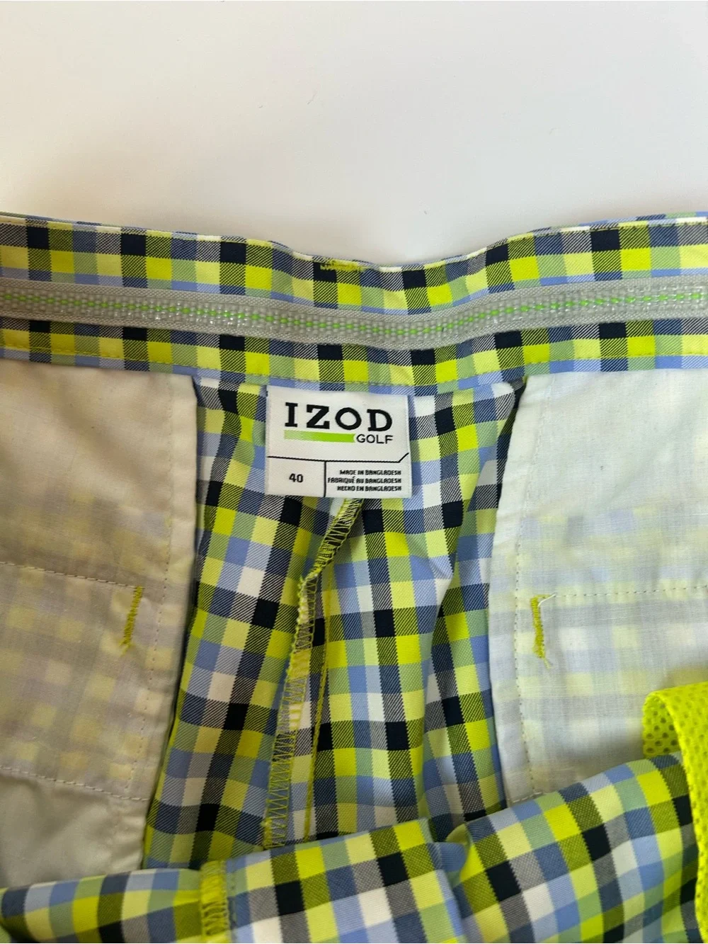 IZOD Golf Men’s Size 40 Straight Fit Plaid Shorts NWT Green Blue 10” Inseam